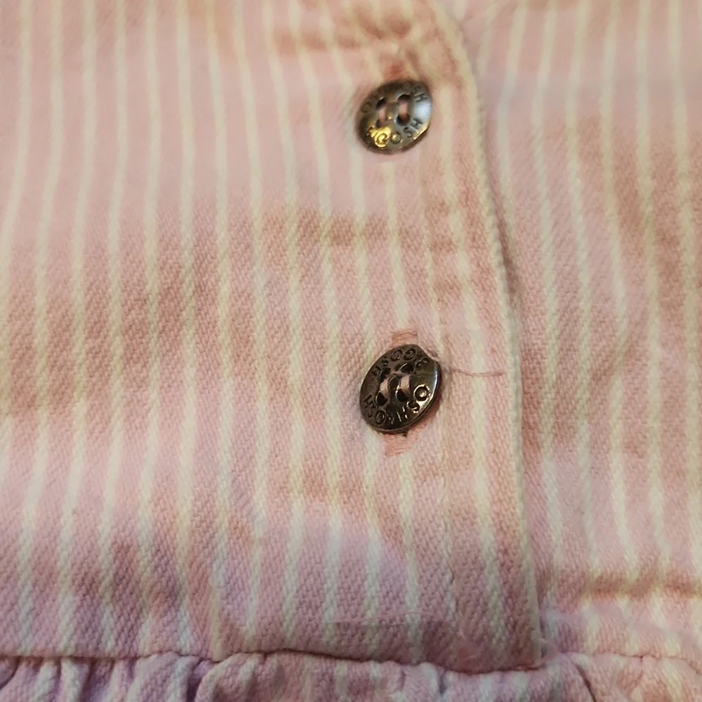 OshKosh B'gosh Light Pink White Striped Denim 100% Cotton 3T Dress Vintage